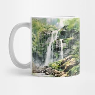 A Waterfall in a a Tropical Forest Watercolor Mug